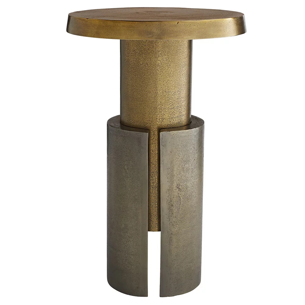 Arteriors Accent Table — brass and pewter side table, 251 Oak Ridge Ave