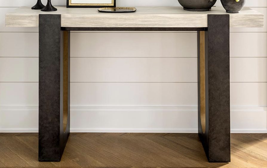 Custom Old Biscayne Oak & Metal Console Table — view 1, Foyer, 251 Oak Ridge Ave