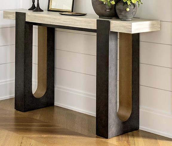 Custom Old Biscayne Oak & Metal Console Table — view 2, Foyer, 251 Oak Ridge Ave