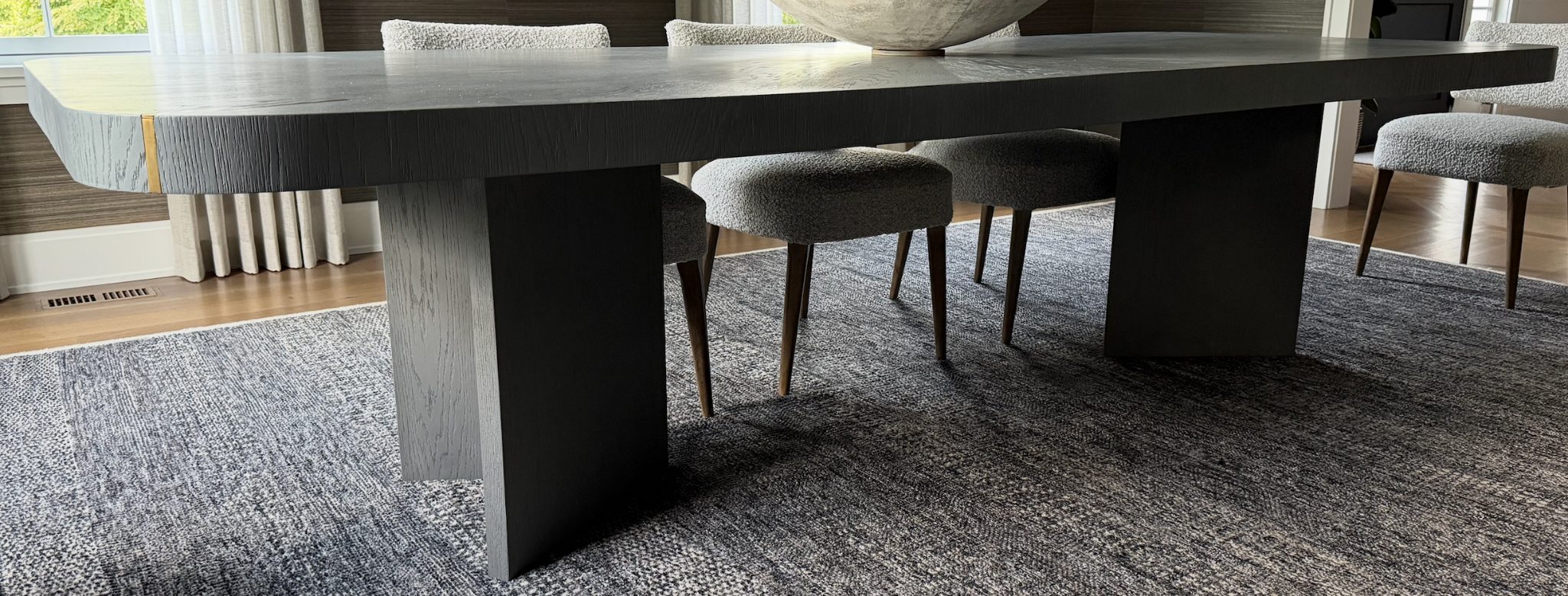 EJ Victor/Antonia Collection Oak Dining Table w/ Brass Inlay — view 1, Dining Room, 251 Oak Ridge Ave